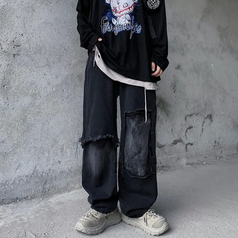 Black Loose Jeans Men Hip Hop Pants 
