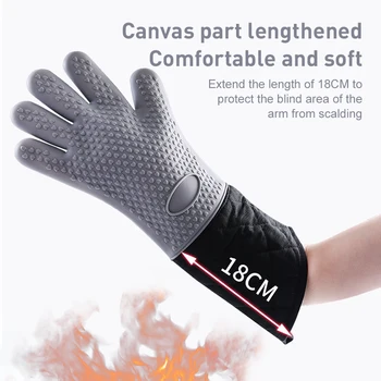 

Baking Accessories Baking Anti-scalding Lengthen Gloves Thickened Silicone Heat-proof Gloves Microwave Oven Five Fingered Gloves