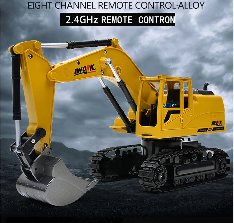 rc alloy engineering vehicle car toy for boy hydraulic crawler excavator remote control truck model machine on the radio 10CH