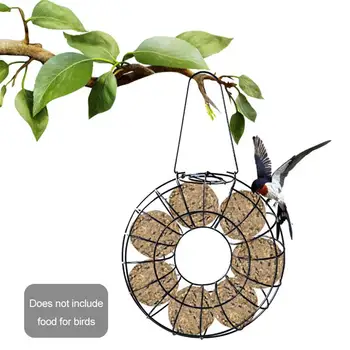 

Bird Feeder Round Hanging Automatic Bird Feeder Garden Courtyard Exterior Decoration Black Iron