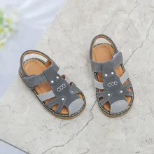 

Bargain Genuine Leather suede Toddler Boys Suede Sandals Kids good quality Soft Casual Sandals