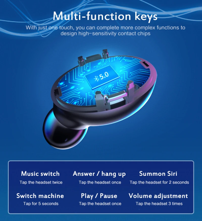 TWS 5 0 Touch Bluetooth Earphone Wireless Headsets Touch Control In ear Earbuds For All Smart Phones Accessories