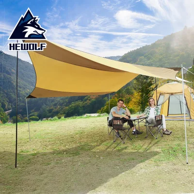 

HEWOLF 5*5*2.5M Awning Waterproof Tarp Tent 210D Silver Roated Oxford Fabric Iron Sunshade Outdoor Camping Shelter Car Tent