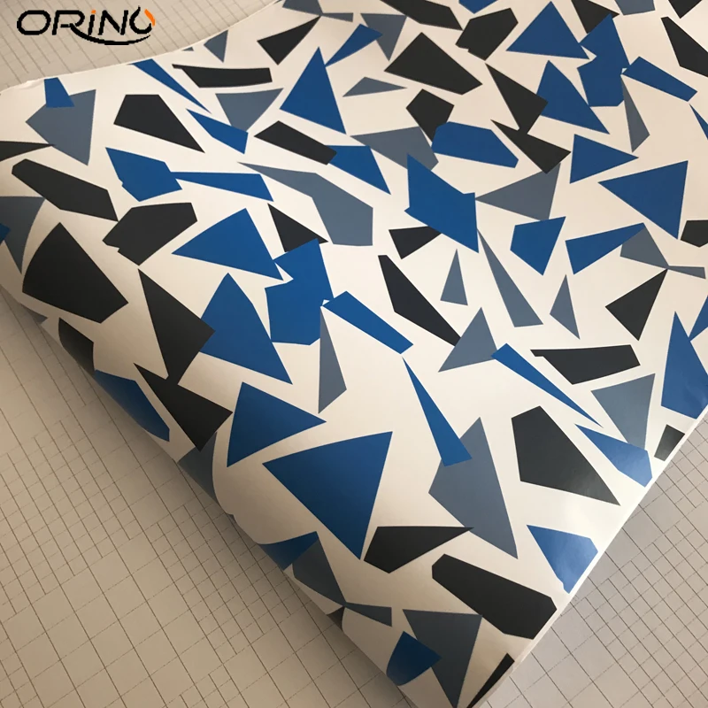 Black Blue White Vinyl Film Wrap-2