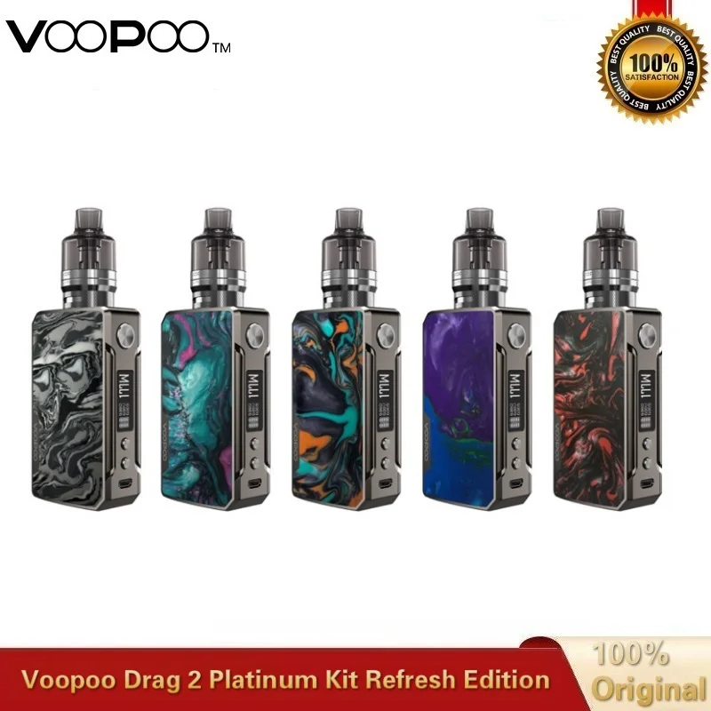 Оригинальный VOOPOO DRAG 2 Platinum Refresh Kit 4 5 мл PNP Pod Vape Tank с 177 Вт Mod Box No 18650 Battery VM5 VM6 Coil Vaporizer |