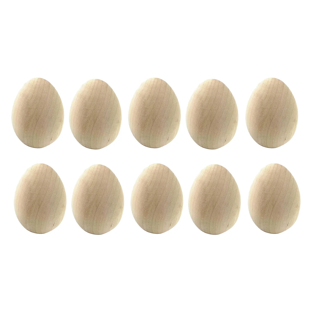 10PCS Wooden Easter Craft Eggs, for Display and Decoration Party and Photo Props, Smooth to Draw ,Ready To Paint And Decor