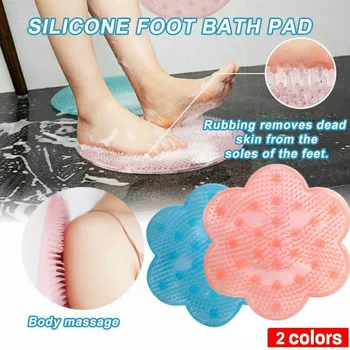 

Lazy Bath Mat Shower Foot Cushion Back Scrubber Brush Massage Pad Silicone Suction Cup Bathroom Remover Skin Cleaning Artifact