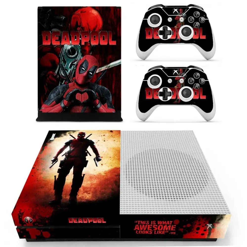 Наклейка Deadpool для Xbox One S консоли и Kinect и 2 контроллера для Xbox One тонкая наклейка s винил - Цвет: YS-xboxoneS-2045