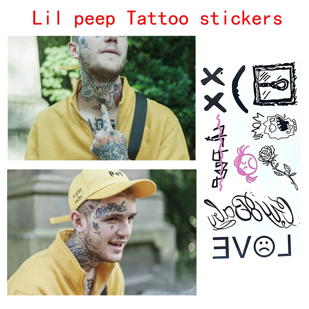 Lil Peep Texture Sticker Waterproof Environmental Protection Pattern Face Peripheral Tattoo Stickers | Дом и сад