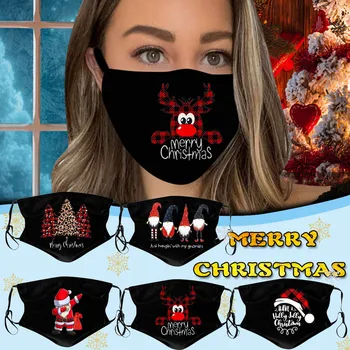 

5pc Christmas Face Mask Print Kids Mouth Fabric Facial Mask For Protection Face Mascarillas Kdis Washable Earloop Маски#YL5