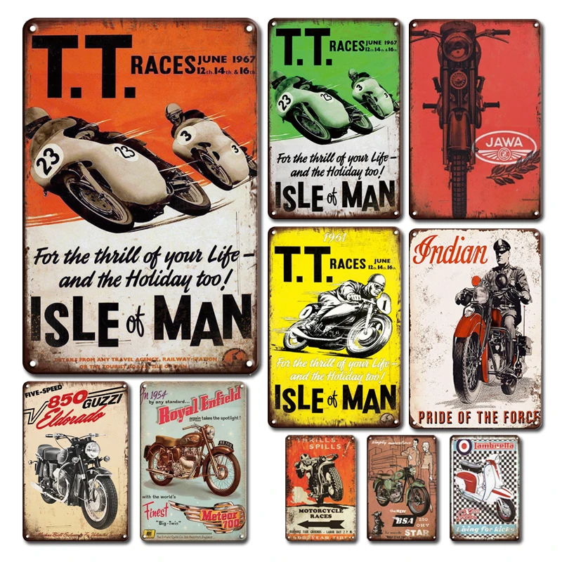 Classic Motorcycles Poster Metal Plate Tin Sign Vintage Motor Brand Art Painting Sticker Retro
