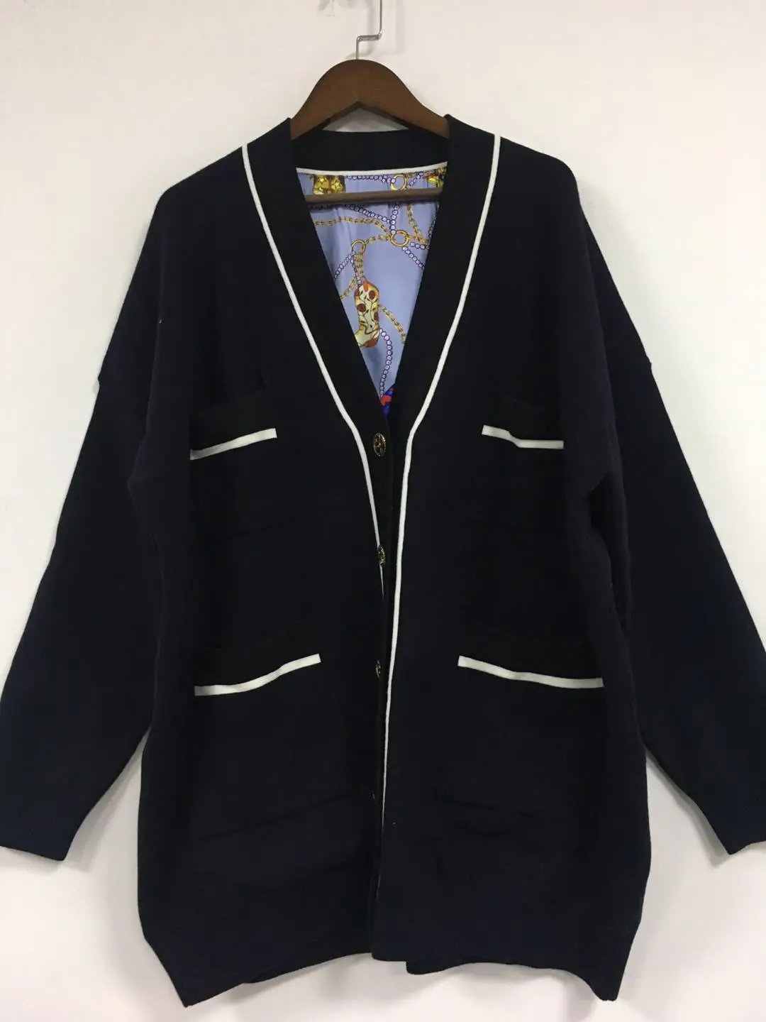 

New Single-row Button Knitted Cardigan Jacket Black Sweater In Autumn and Winter of 2019 Turn-down Collar Black Sweater Women