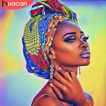 

HUACAN 5D DIY Diamond Painting African Women Craft Kit Full Square Round Iamond Embroidery Portrait Mosaic Art Home Decoration