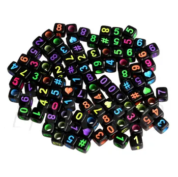 

100PCS DIY Random Alphabet/Letter Acrylic Cube Spacer Loose Beads Jewelry Making