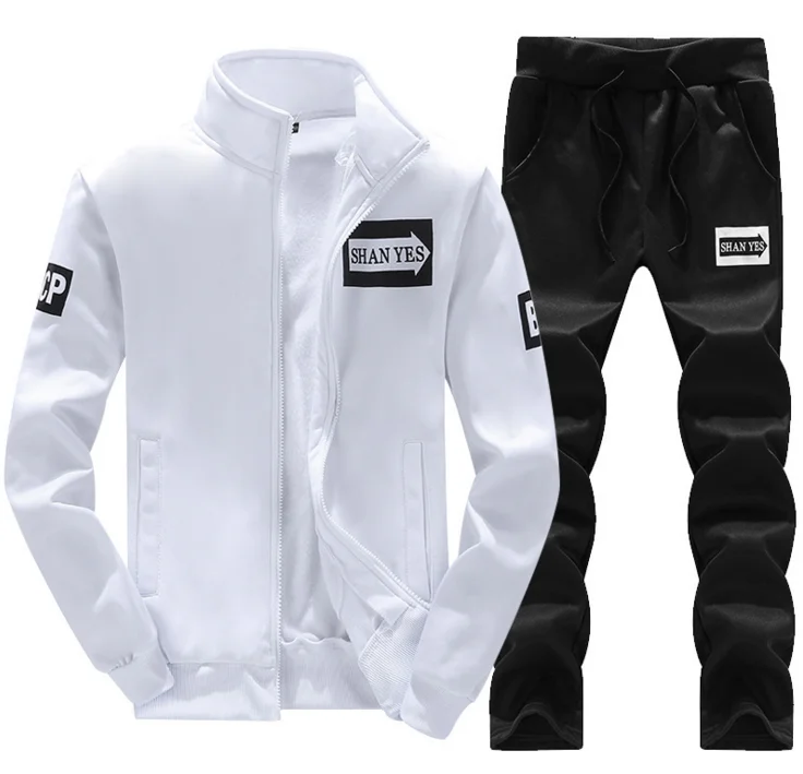 SHO89 White Теплый спортивный костюм, комплект, повседневные толстовки, мужская спортивная одежда, 2 предмета, куртка, брюки, роскошные спортивные костюмы, Мужская брендовая спортивная одежда, спортивные комплекты 4XL - Цвет: SHO89 White