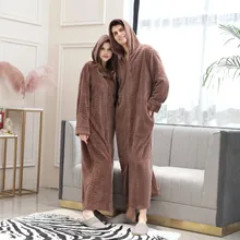Фланелевый банный халат для женщин и мужчин, одежда для сна, Женский удлиненный халат на молнии, домашняя одежда, халат с длинными рукавами, пальто#35
