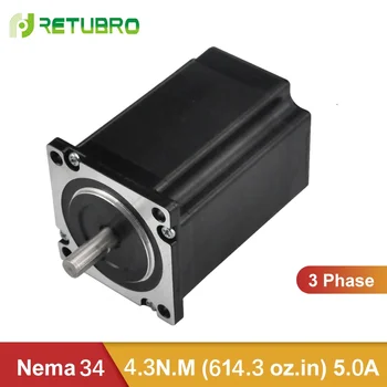 

3 Phase Stepper Motor 86B4 Nema 34 Open Loop 4.3NM 1.2 Degree Hybrid 5 A 105mm Length 12mm Shaft for CNC Laser Cutting Machine