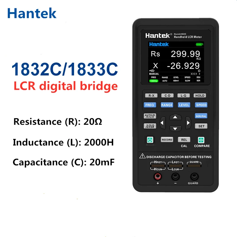 Hantek Digital Handheld LCR Meter Hantek 1832C /1833C Portable Digital Bridge LCR Inductance Capacitance Resistance Tester