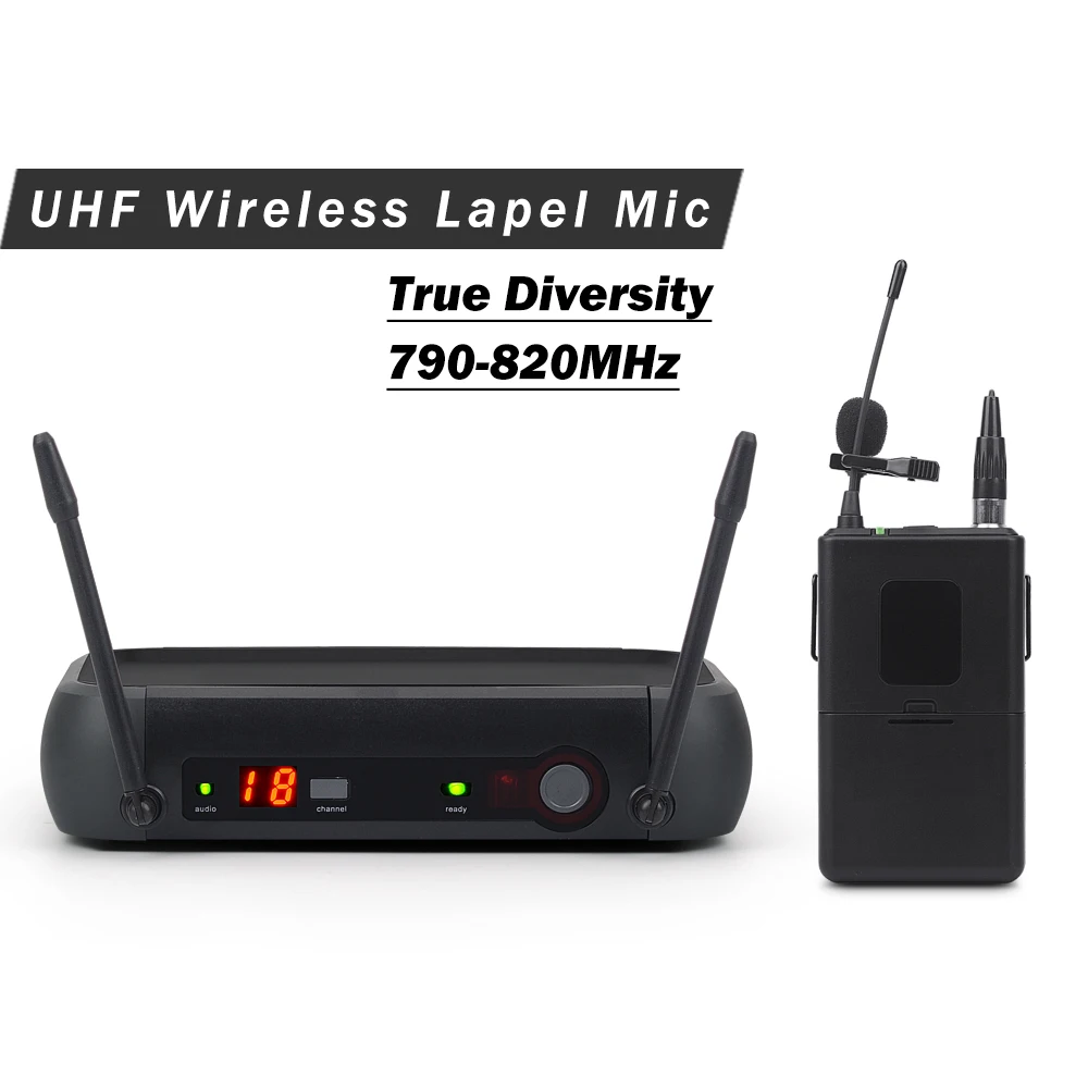 True Diversity PGX14 UHF Professional Karaoke Wireless Microphone System with 3PIN Bodypack Transmitter Lapel Lavalier Clip Mic |