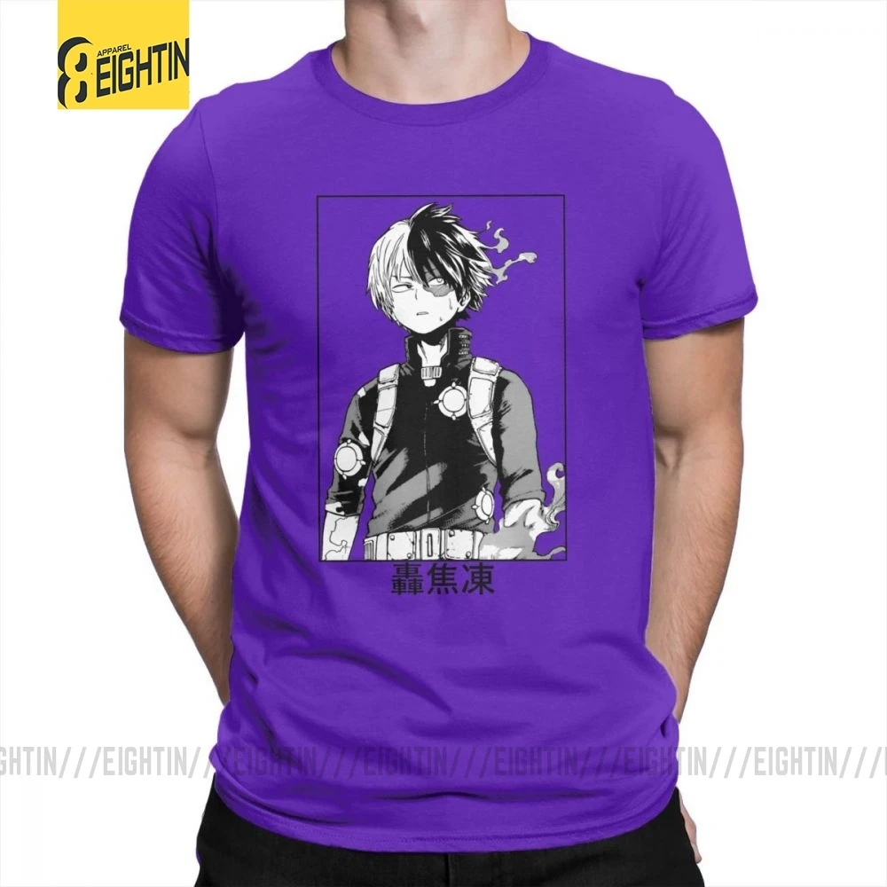 Todoroki Shoto My Hero Academy футболки из очищенного хлопка классические мужские футболки большого размера Футболки с коротким рукавом Популярные Мультяшные - Цвет: Фиолетовый