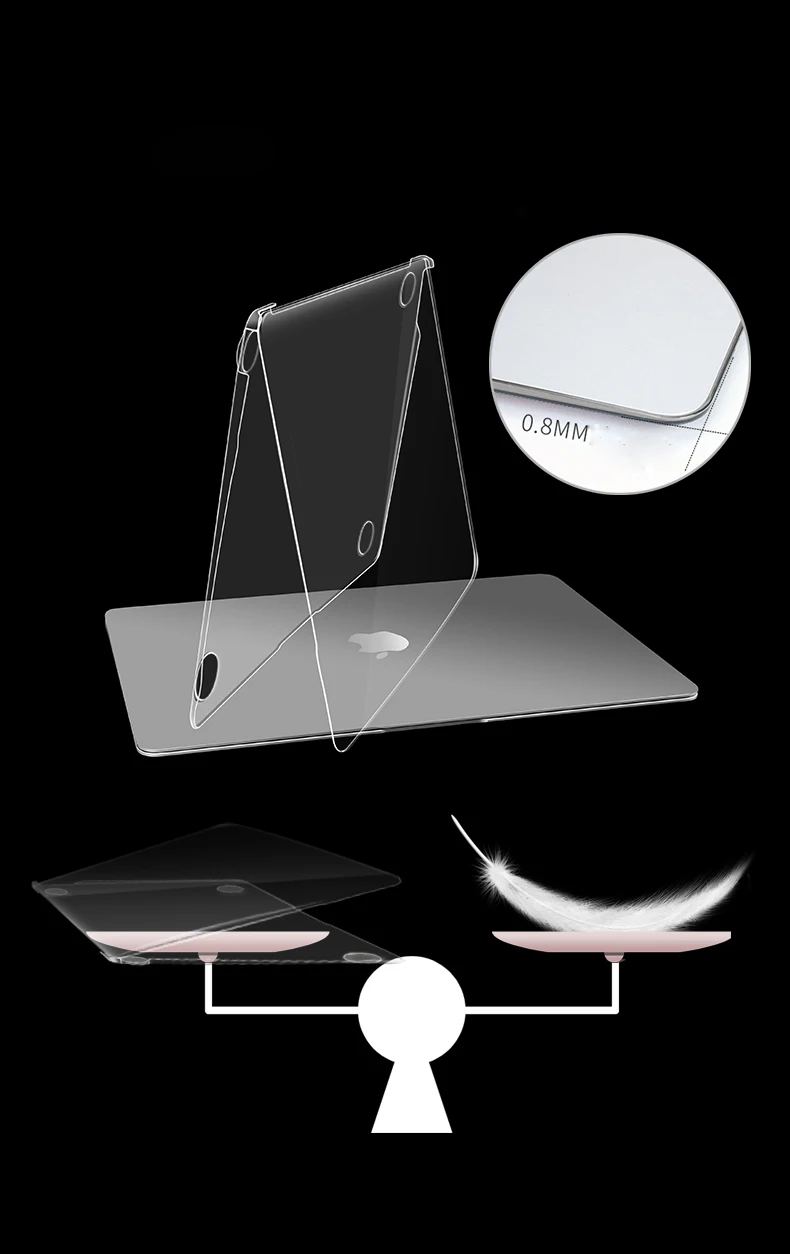 Прозрачный чехол для Macbook Air 13 A1466 A1369 Touch ID A1932 Bar Pro Retina 11 12 15 16 дюймов A2141 A2159 A1706