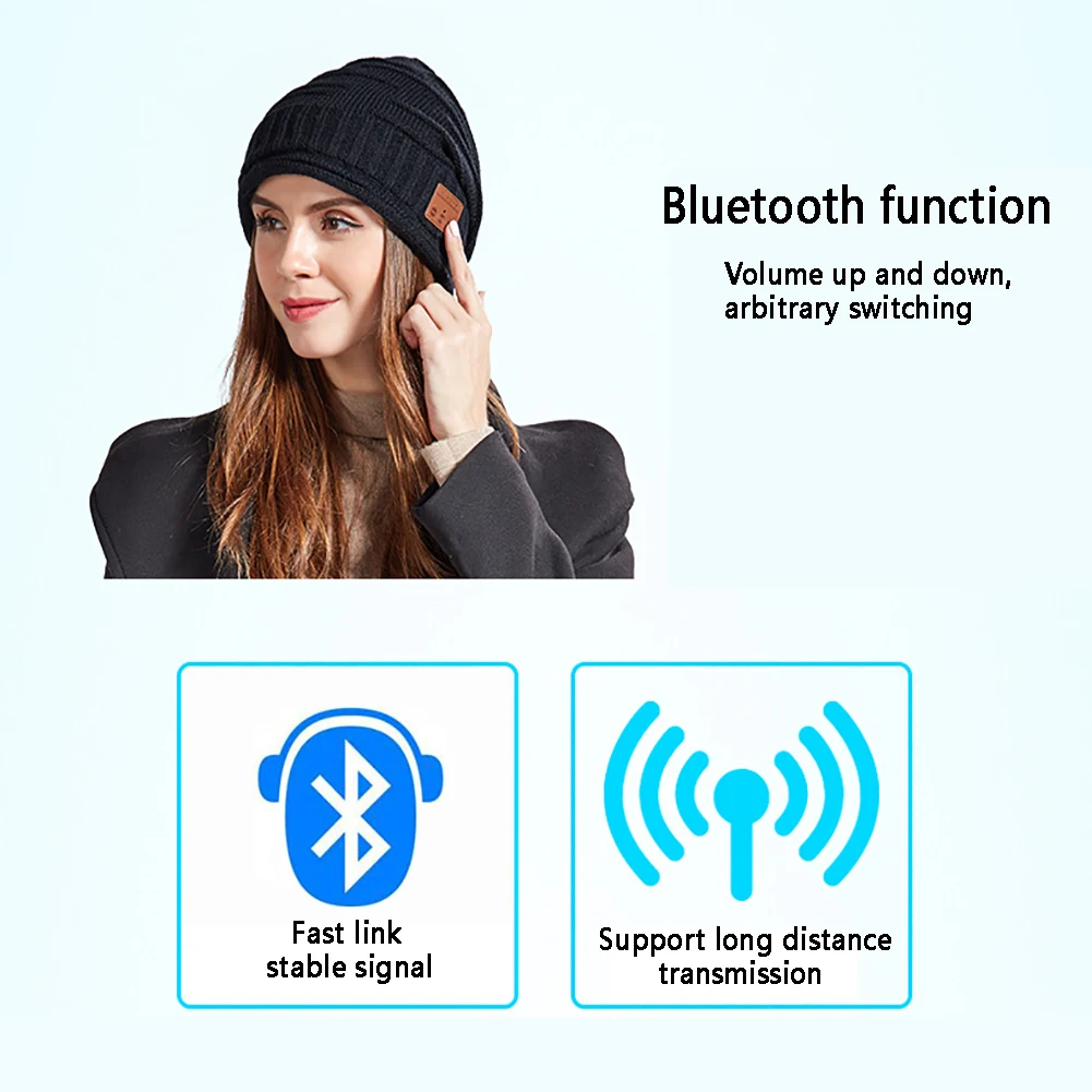 Спортивная теплая музыкальная вязаная Универсальная беспроводная Bluetooth шапка с