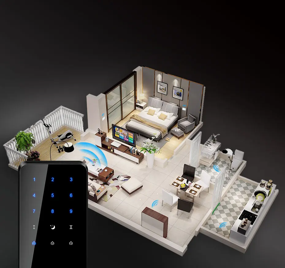 4-gang 2-way interruptor de luz de controle de toque