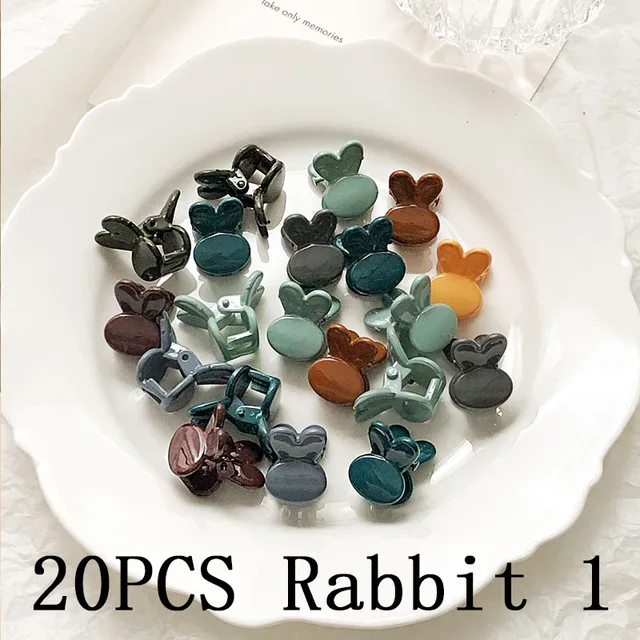 30/50PCS/Set Girls Cute Colorful Flower Star Mickey Small Hair Claws Kids Sweet Hairpins Hair Clips Fashion Hair Accessories 20pcs rabbit 1