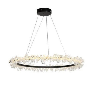 

jmmxiuz Modern crystal chandelier living room black ring combination led ceiling chandelier home decoration glossy crystal lamp