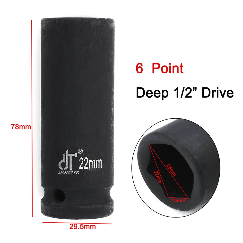 1/" Drive 17 мм Duty Deep Impact Socket 6 Point Hub Axle шпиндельная гайка инструмент Deep Impact Socket - Цвет: 22mm