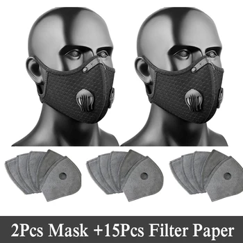 

2 Exhaust Valves Half Face Reusable Dustproof Windproof Pollution Respirator Mask Face Mask Respirator With PM2.5 Filter Chips