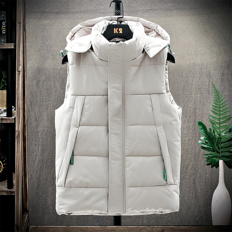 New Men's Autumn Winter Korean vers Trend Stand Collar Jacket Thickened Sleeveless Vest Casual Shoulder Versatile Cotton Coat