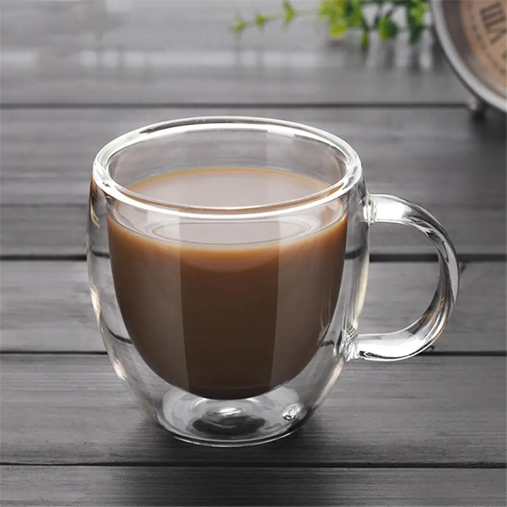 

Double-layer Glass Heat Resistant with Handle Coffee Cup High Borosilicate Transparent Glass Cup Kitchen Tool