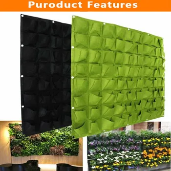 

Black Green Woodside 72 Pocket Hanging Wall Vertical Flower Planter Garden Herb Planting Bag vertical garden jardim vertical#R20