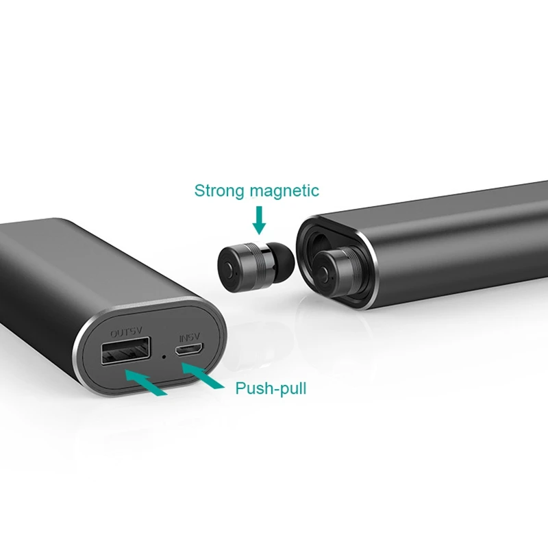 Tws Mini Bluetooth Earbuds Handsfree True Wireless Binaural Earphone Fast Charging 2000Mah Power Bank Cvc Noise Isolation