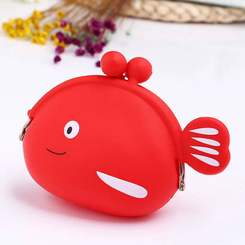 Модный кошелек для монет милый каваи мультфильм рыба мешок с нарисованным животным для женщин девочек маленький кошелек Мягкий силиконовый Bluetooth наушники сумка Детский подарок - Цвет: Redfishpackage