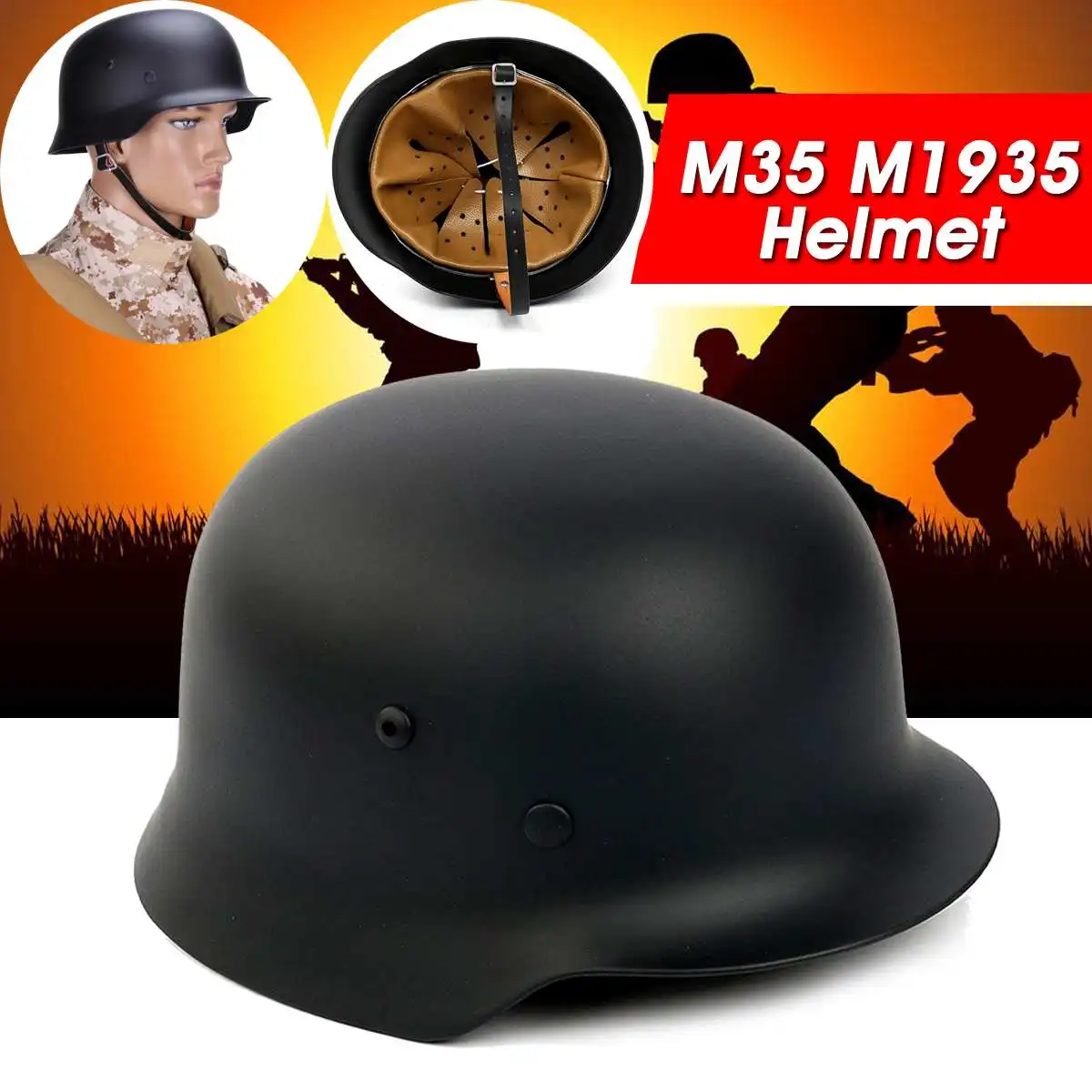 Audew унисекс Ретро стиль мотоциклетные шлемы черный армейский M35 M1935 стальной открытый шлем видео реквизит принадлежности для косплея коллекции