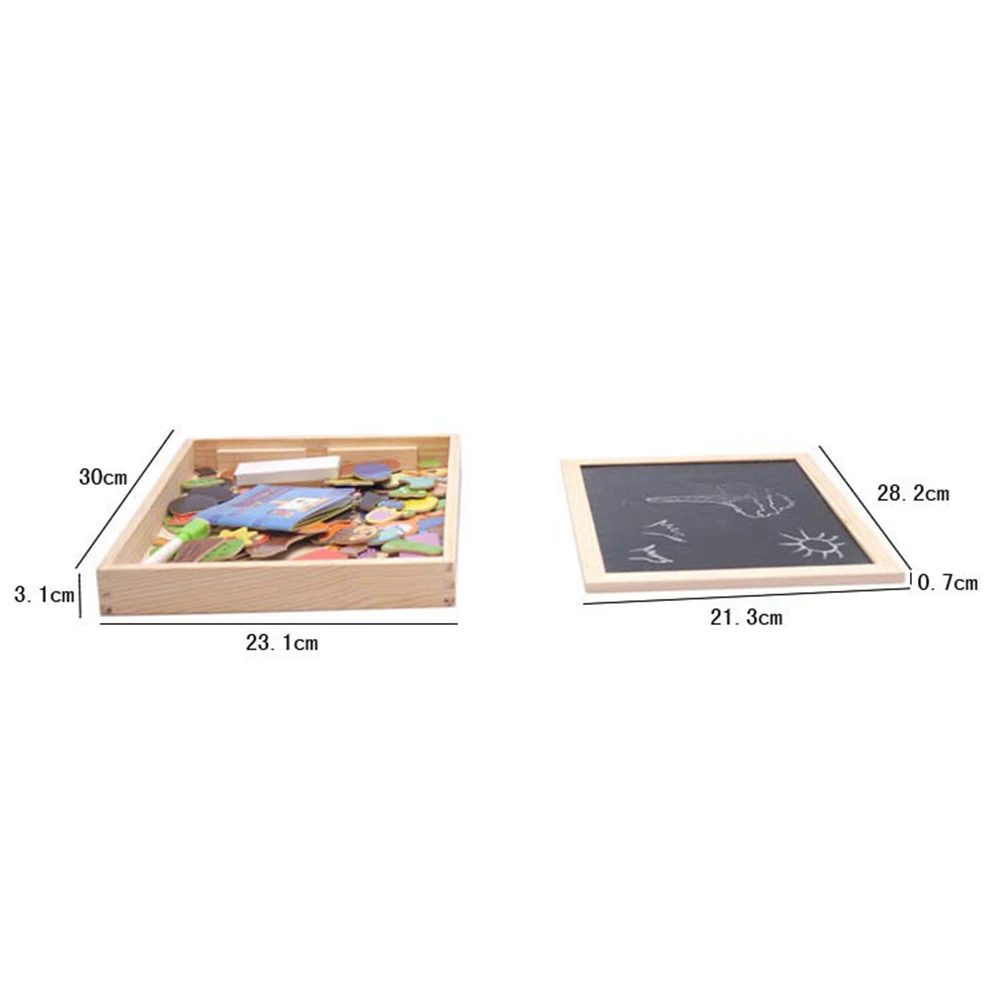 Baby Learning Toys Montessori Wooden Puzzle Animals Puzzles Double Side Magnetic Drawing Board Educational Toys for Kids