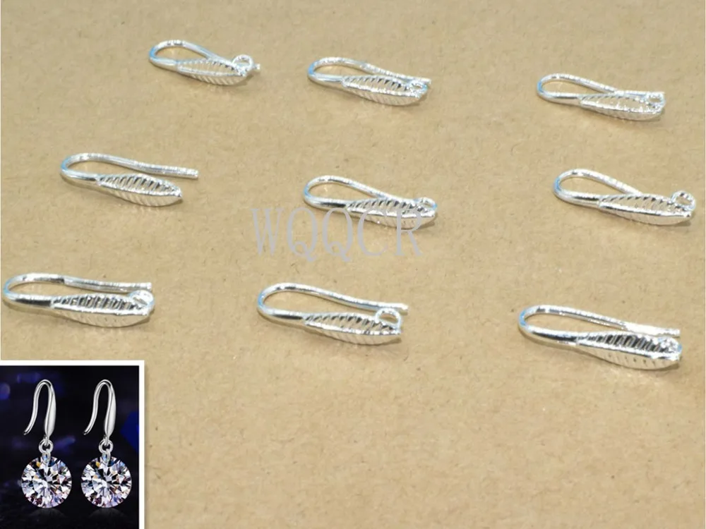 

Silver leaf shape Wholesale 20PCS Lot Findings Bright 925 Sterling Silver Earring Bail Trumpet Hook Ear Wires For Swa Crystal