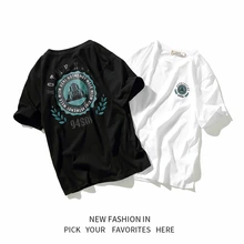 New Hip Hop Hiphop Print Short Sleeve T-shirt for Summer 2019 Male Couples with Loose Half Sleeves New Hip Hop Hiphop Print Short Sleeve T-shirt for Summer 2019 Male Couples with Loose Half Sleeves