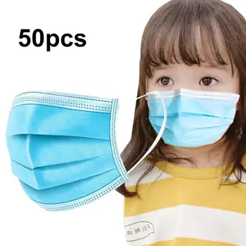 

50Pcs 3 Layer Breathable Disposable Masks for Kids Non-woven Mouth Masks Face Masks Antibacterial Mouth Mask Face Shield Masks