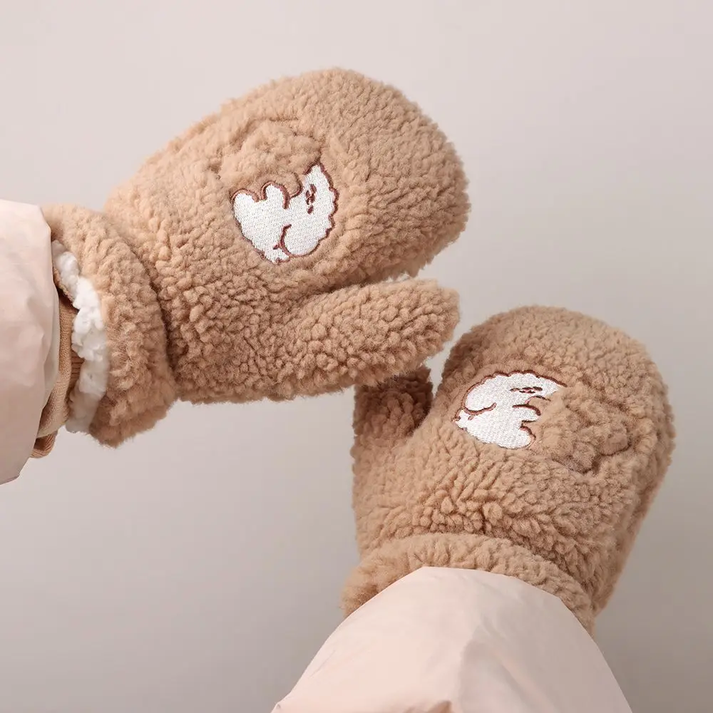 New Korean Ins Bear Dog Mittens Gloves Cute Bears Plush Fur Thick Soft