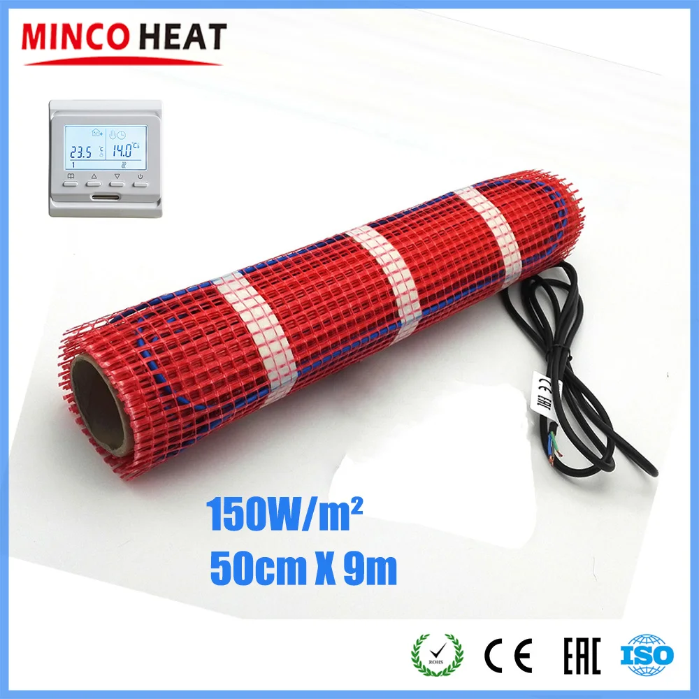 Minco Heat 9 м x 50 см Двойной Проводник фторополимер напольный нагревательный коврик 230 В 150 Вт/м для напольного отопления