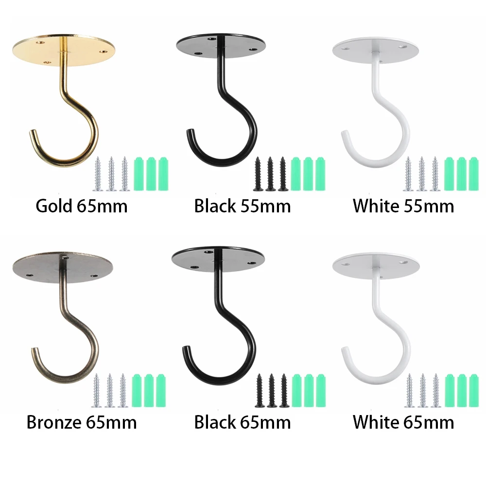 1 Set Metal Wall Mounted Ceiling Hooks Hanging Basket Hooks Plants Lanterns Flower Pots Lights Home Decor Tools Outdoor wall mount hooks multi purpose hooks wall organizer hook metal hook
