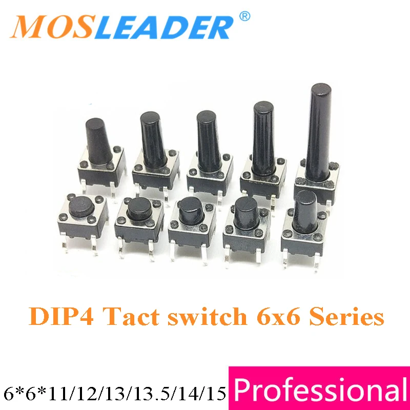 

Mosleader 1000pcs 4P 6*6*11mm 6x6 6*6 Series 12mm 13mm 13.5mm 14mm 15mm Dip tact switch Tactile Tact Push Button Micro Switch