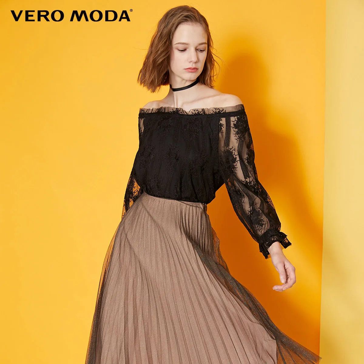 Vero Moda женский кружевной вырез прозрачный кружевной топ | 319130508 - Цвет: Black