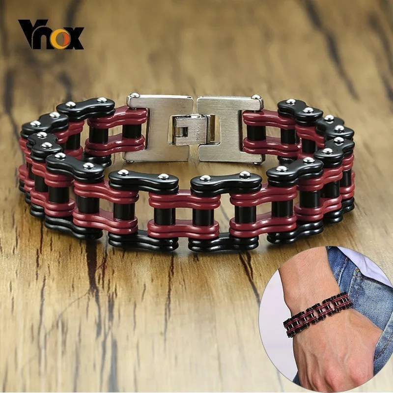 Vnox 16 мм Mulit цвета массивные мужские браслеты из нержавеющей стали для велосипеда, велосипедная цепь, высокое качество, мужской браслет