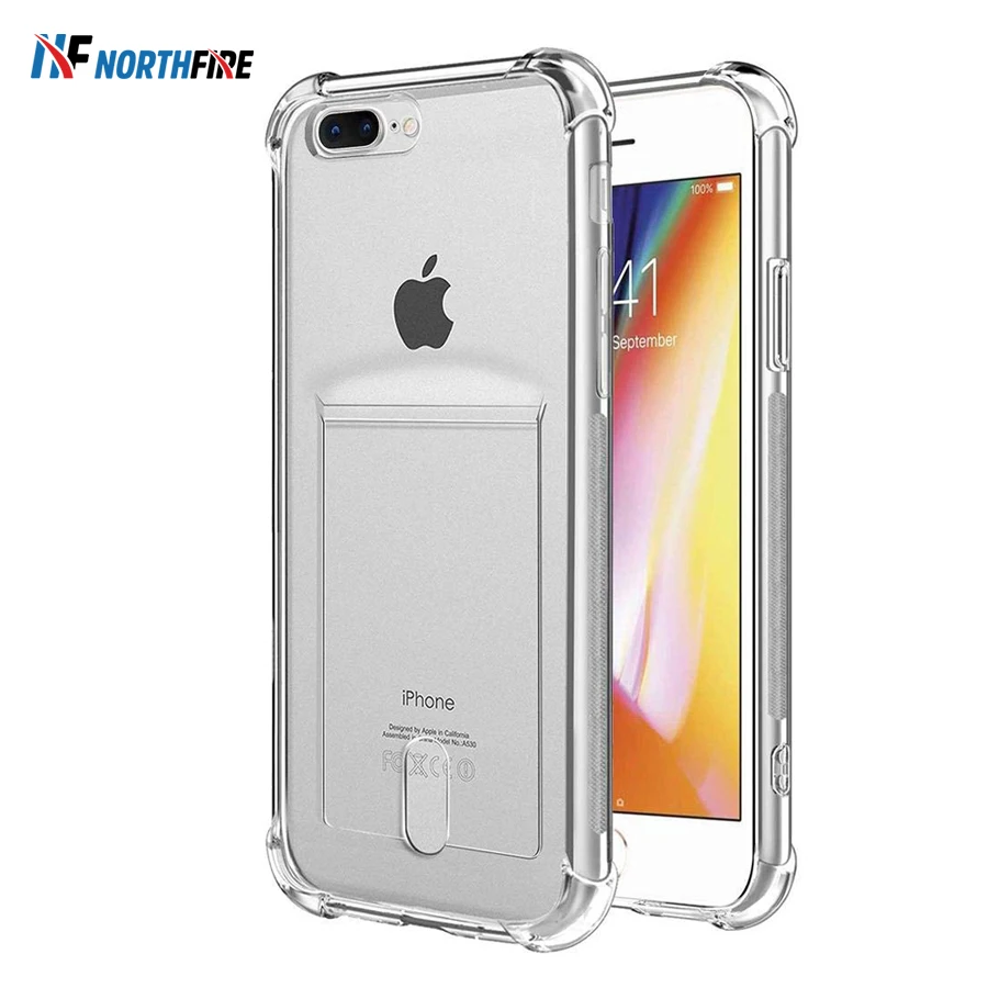 

11 Pro Clear Card Slots Holder Shockproof Case For iPhone 11 Pro XR/XS Max/X Bling Soft TPU Back Cover 6/6S/7/8 Plus 5/5S/SE