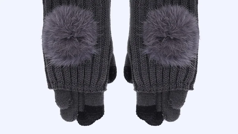 Перчатки милые перчатки для сенсорных экранов вязаные варежки с помпоном длинные перчатки женские перчатки винтажные теплые утепленные персонализированные