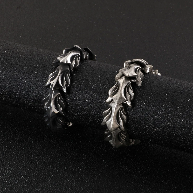 Ouroboros Draak Hoofd Armband Mannen Punk Rvs Polsband Vikings